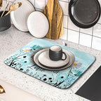 Blue Daisy Dish Drying Mat 16x18 Inch Love Kitchen Absorbent Microfiber - Image 5