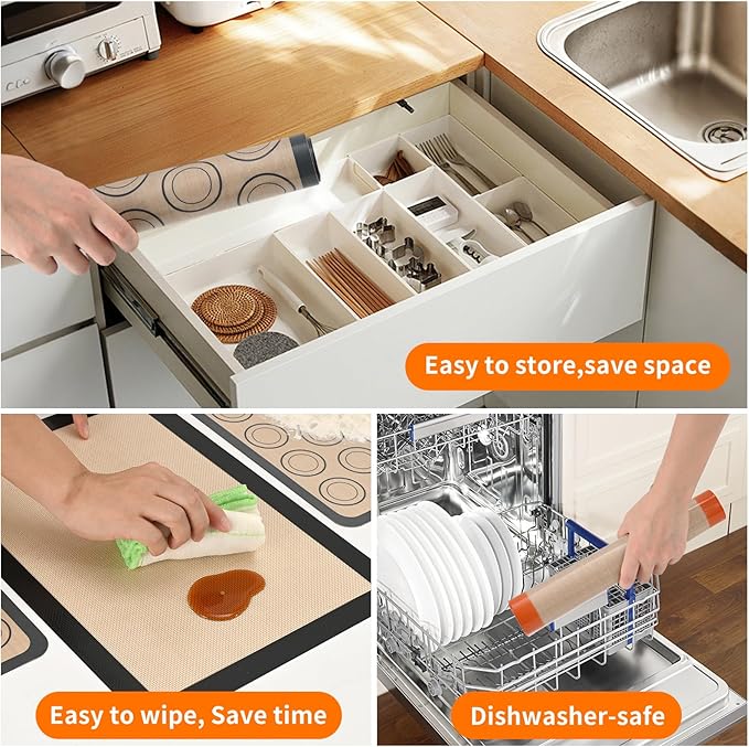 Luckyiren 2-Pack Silicone Baking Mats – Non-Stick Reusable Oven Liners - Image 5