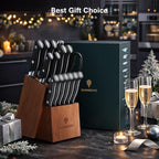 16 PCS Knife Set with Block, Japanese Kitchen Knife Set with 5 Layers High - Image 7