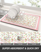 Rnivvi Dish Drying Mat for Kitchen Counter, XL 15 x 24" Cute Flower Theme - Image 3