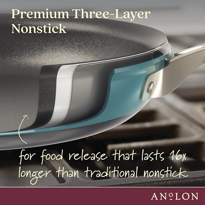 Anolon Achieve Hard Anodized Nonstick Cookware Pots and Pans Set, 9 Piece - Image 5