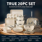 GOTHAM STEEL Hammered 20Pcs Ceramic Cookware Set Nonstick, Induction Pots and - Image 2