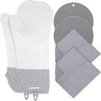 Extra Long Oven Mitts and Potholders 6Pcs Set, 500°F Heat Resistant Kitchen by FORATER