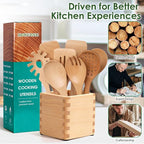 HOWHONG Wooden Spoons for Cooking, Beech Wood Kitchen Utensil Set, Premium - Image 6