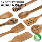 9 Pack Best Wooden Spoons Non Toxic Cooking Utensil Set - Image 7