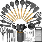 Umite Chef Silicone Kitchen Utensil Set, Wood Handles by UmiteChef
