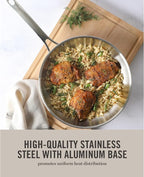 Martha Stewart Castelle Large 12" Stainless Steel Frying Pan Non Toxic Fry Pan - Image 3
