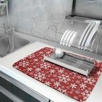 Christmas Dish Drying Mat for Kitchen Counter 24x18 Inch Xmas Snowflake Drying - Image 2