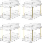 LAREKUN4pack 2-Tier Organizer & Storage Unit Stackable Bathroom Cabinet by LAREKUN