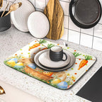 Giwawa Easter Bunny Dish Drying Mat Eggs Carrot Dishes Drainer Pad Absorbent - Image 5