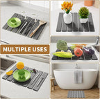 Stone Dish Drying Mat for Kitchen Counter, 15.5''x11.8'' Foldable Quick Dry - Image 7