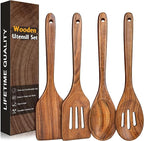 4Pcs Wooden Spatula for Cooking, Acacia Wooden Spatula for Kitchen Use by Unknown