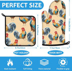 Watercolor Rooster Oven Mitts and Pot Holders Sets Heat Resistant 4Pcs - Image 2