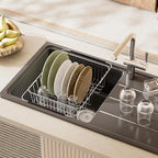 JAQ Over Sink Dish Drying Rack for Medium to Large Sink, Expandable 15.08"–22.4" - Image 6