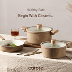 CAROTE 12Pcs Ceramic Pots and Pans Set Non Stick, Healthy Cookware Set - Image 5