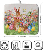 Spring Easter Dish Drying Mat for Kitchen Counter Colorful Egg Holiday - Image 2