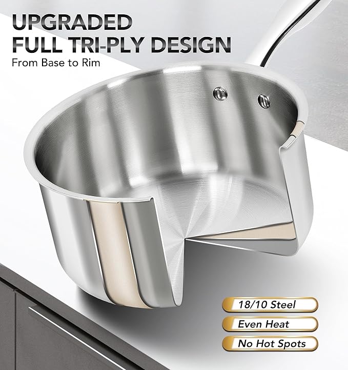 MICHELANGELO Tri-ply Stainless Steel 4 Qt Saucepan - Image 2