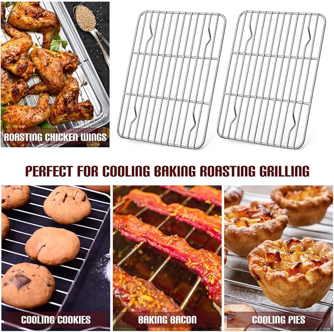 E-far Small Baking Rack Set of 2, Stainless Steel Metal Roasting Cooking Racks - Image 7