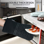 4Pcs Oven Mitts and Pot Holders Set, 572F Heat Resistant Oven Glove, Soft - Image 3