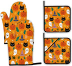 Halloween Pumpkins Oven Mitts and Pot Holders Set, Ghosts Black Cats Kitchen by Unknown