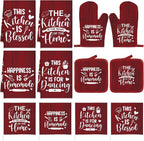 12 Pcs Farmhouse Kitchen Decor Sets 4 Red Kitchen Hand Towels 4 Dish Clothes 2 by Bencailor