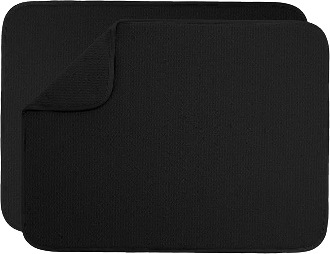 S&T INC. Dish Drying Mat XL 2 Pack, 18” x 24”, Absorbent Microfiber Kitchen by STINC
