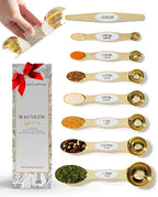 White and Gold Magnetic Measuring Spoons – Stainless Steel Double Sided by STYLEDSETTINGS