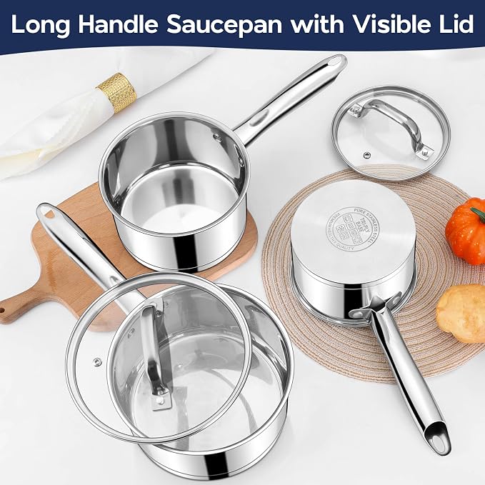 LIANYU 2 Quart Saucepan with Lid, Stainless Steel Sauce Pan Small Cooking Pot - Image 8