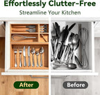 Bamboo Drawer Organizer 14 Pcs for Kitchen Multi-purpose Storage Dividers for - Image 4