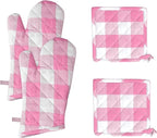 Native Fab Buffalo Plaid Check Oven Mitts and Pot Holders Set of 4, 100% Cotton by NativeFab