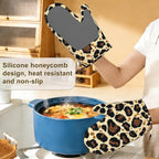 Leopard Print Oven Mitts and Pot Holders Sets of 4, Heat Resistant Silicone - Image 4