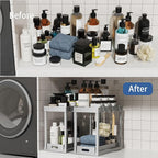 2PC Under Sink Organizer Rack 2 Tier Under Sliding Cabinet Basket Organizer - Image 3