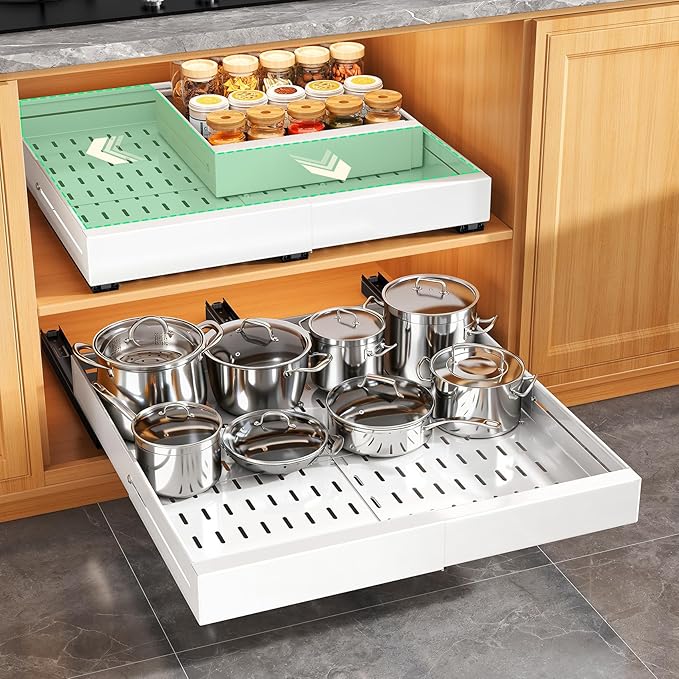 Pull out Cabinet Organizer, Expandable Width, Depth by Kitstorack