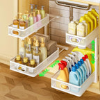 Under Sink Organizer 2-Pack, Metal 2-Tier Pull-Out Cabinet Shelf by AURIKAR