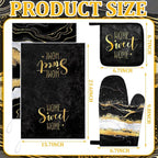 Leinuosen 8 Pcs Black Marble Kitchen Decor Dish Towels and Oven Mitts Sets Pot - Image 3