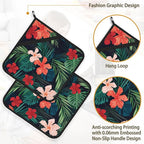 Tropic Hawaiian Hibiscus Flower Pot Holder Set of 2, Heat Resistant Potholders - Image 4