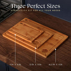 Pre-Oiled, Non Toxic 3-Piece Carbonized Bamboo Cutting Board Set, 500°F - Image 3