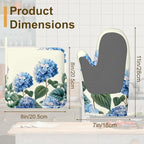 Blue Hydrangea Flower Spring Oven Mitts and Pot Holders Set of 4, Heat - Image 2