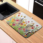 Easter Dish Drying Mat for Kitchen Counter Easter Bunny Flowers Dish Drying Pad - Image 6