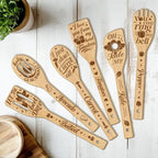 CUTHOLLOW 6PCS Vegetables Wooden Kitchen Cooking Utensil Set, 11.9in Non Toxic by CUTHOLLOW