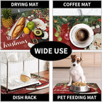 Merry Christmas Dish Drying Mat Santa Claus Kitchen Drainer Mats Microfiber - Image 7