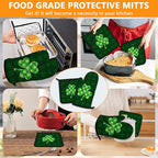 Green Clover Oven Mitts and Pot Holders Sets 4Pcs, Extra Long Oven Gloves - Image 7