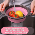 Pink Round Silicone Collapsible Colander – Small Silicone Round Kitchen - Image 7