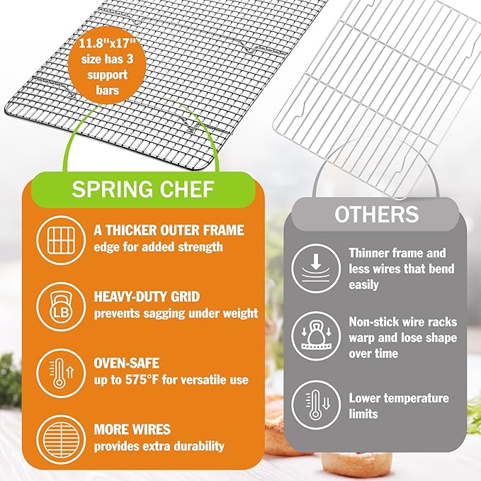 Spring Chef 11.5" x 16.5" Stainless Steel Cookie Cooling Rack - Image 3
