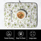 Easter Bunny Floral Drying Mat for Kitchen Counter Spring Easter Rabbits Green - Image 4