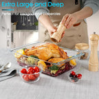 NUTRIUPS 5.7QT Rectangular Deep Glass Baking Dish, Large Glass Baking Pan - Image 5