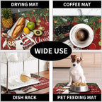 Christmas Dish Drying Mats for Kitchen Counter 16x18 Cute Snowman Red Dish - Image 7