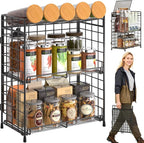 DTUQYX Spice Rack Organizer for Countertop, 3-Tier Large Capacity Foldable by DTUQYX
