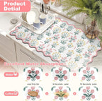LOKHOM Scalloped Floral Dish Drying Mat, Cuttable Hide Stain Non-slip Drying Mat - Image 3