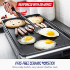 Blue Diamond 20” x 10.5” Extra Large Electric Griddle, Healthy Ceramic Nonstick - Image 2